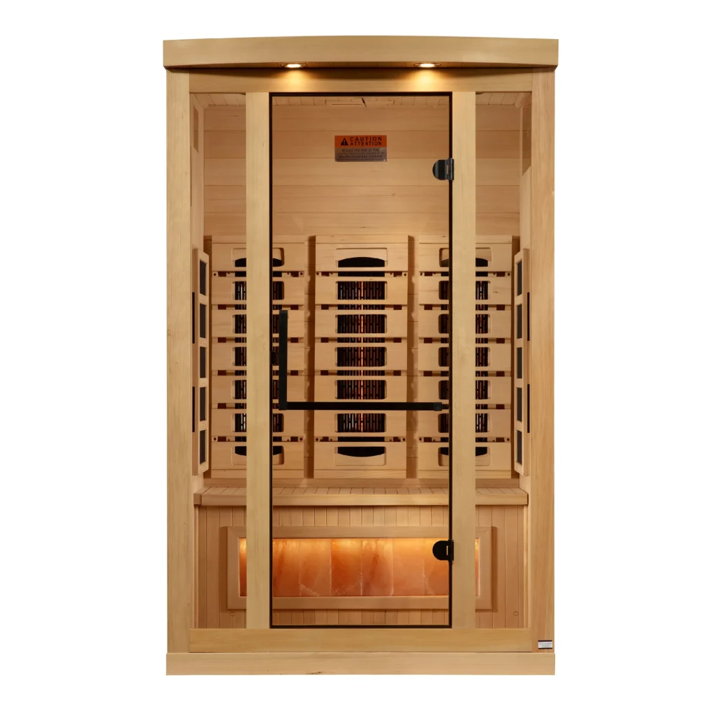 GDI-8020-03_1_3x3_91174c4c-189a-41a2-920e-74b30f227414 Golden Designs Sunrise 2 Person Full Spectrum Infrared Sauna with Himalayan Salt Bar GDI-8020-03