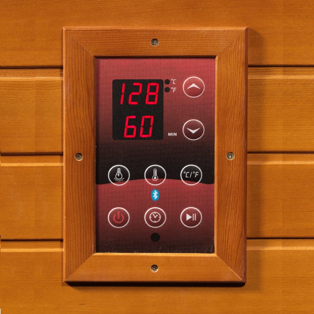Control Panel 2018 3x3 Dynamic Lugano 3 Person Low EMF Far Infrared Sauna DYN-6336-02