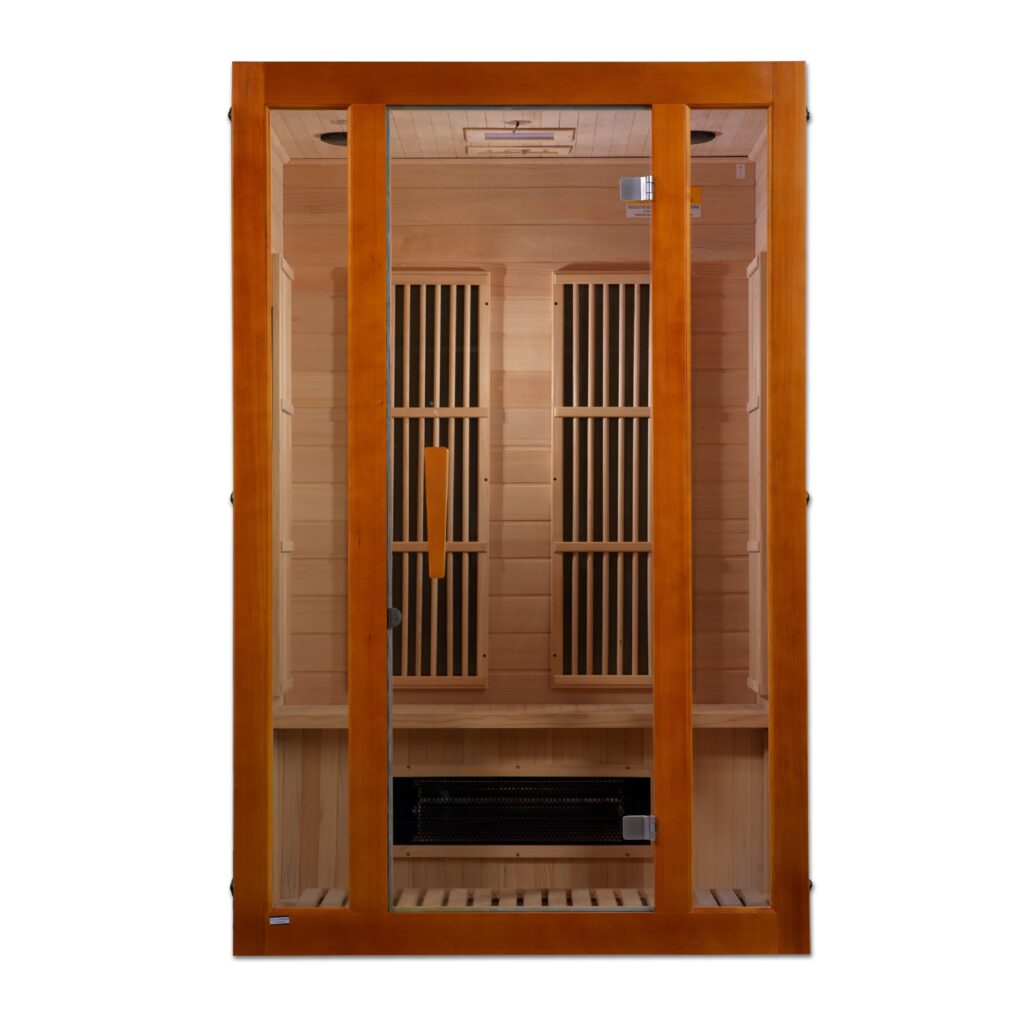 MX-J206-02S 3x3 (1) Maxxus Aspen Dual Tech 2 person Low EMF FAR Infrared Sauna Canadian Hemlock MX-J206-02S