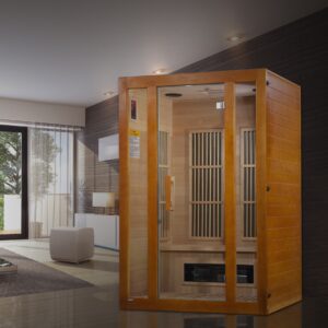 MX-J206-02S 3x3 (5) Maxxus Aspen Dual Tech 2 person Low EMF FAR Infrared Sauna Canadian Hemlock MX-J206-02S