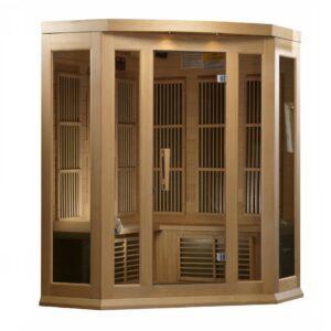 MX-K356-01 H 3x3 (2) Maxxus Avignon 3 Person Corner Low EMF FAR Infrared Sauna Canadian Hemlock MX-K356-01