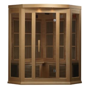 MX-K356-01 H 3x3 (3) Maxxus Avignon 3 Person Corner Low EMF FAR Infrared Sauna Canadian Hemlock MX-K356-01
