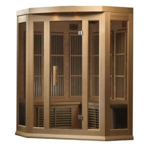 MX-K356-01 H 3x3 (4) Maxxus Avignon 3 Person Corner Low EMF FAR Infrared Sauna Canadian Hemlock MX-K356-01