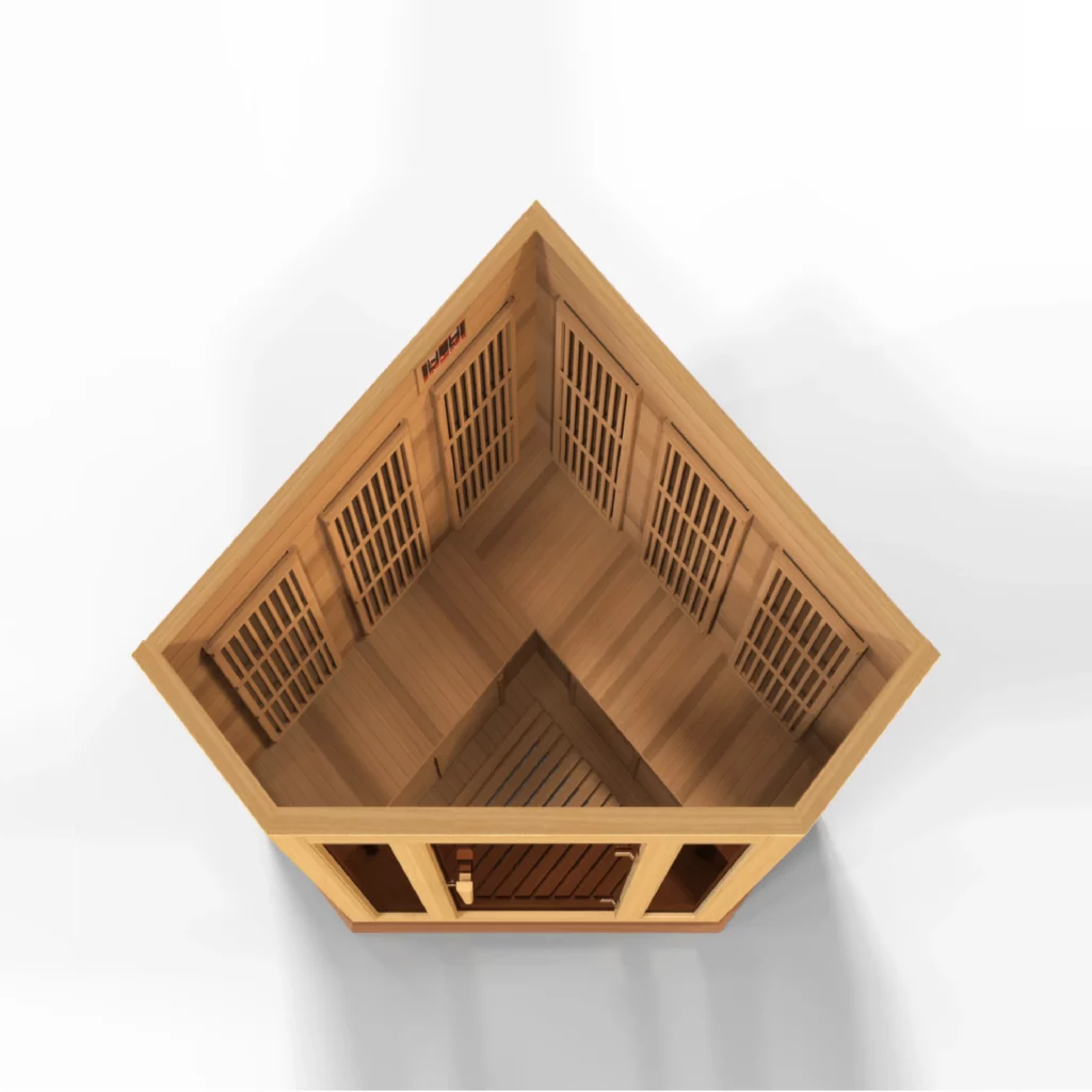 Maxxus Avignon 3 Person Corner Near Zero EMF FAR Infrared Sauna - Canadian Red Cedar MX-K356-01-ZF CED