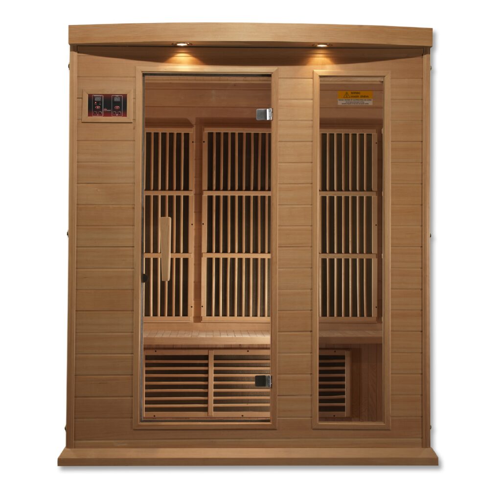 MX-K306-01 H 3x3 (7) Maxxus Montilemar 3 Person Near Zero EMF FAR Infrared Sauna - Canadian Hemlock MX-K306-01-ZF