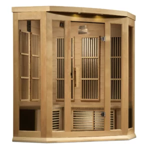MX-K356-01ZFHemlock3x3_2 Maxxus Avignon 3 Person Corner Near Zero EMF FAR Infrared Sauna - Canadian Hemlock MX-K356-01-ZF