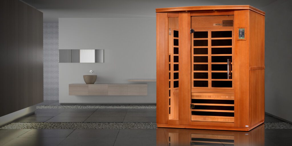 Luxury modern bathroom Dynamic Lugano Elite 3 Person Ultra Low EMF Far Infrared Sauna DYN-6336-02 Elite
