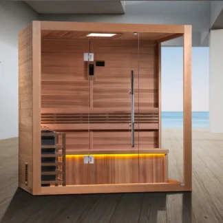 GDI-7203-01BG3000x2250 Golden Designs Forssa 3-4 Person Traditional Sauna - Canadian Red Cedar Interior GDI-7203-01
