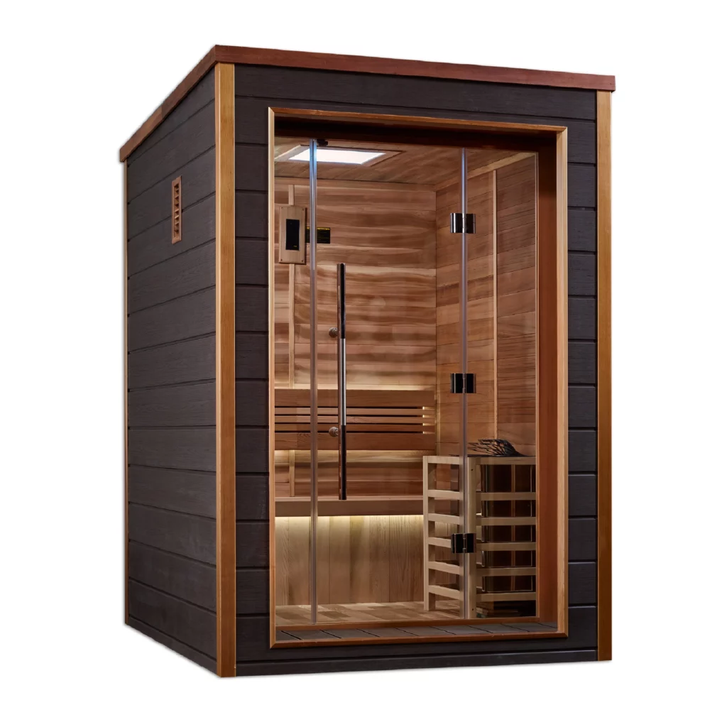 GDI-8202-01_1_3x3_08f6fc7a-a19e-4dc7-8054-8fc7743a4c97 Golden Designs Narvik 2 Person Outdoor-Indoor Traditional Sauna - Canadian Red Cedar Interior GDI-8202-01
