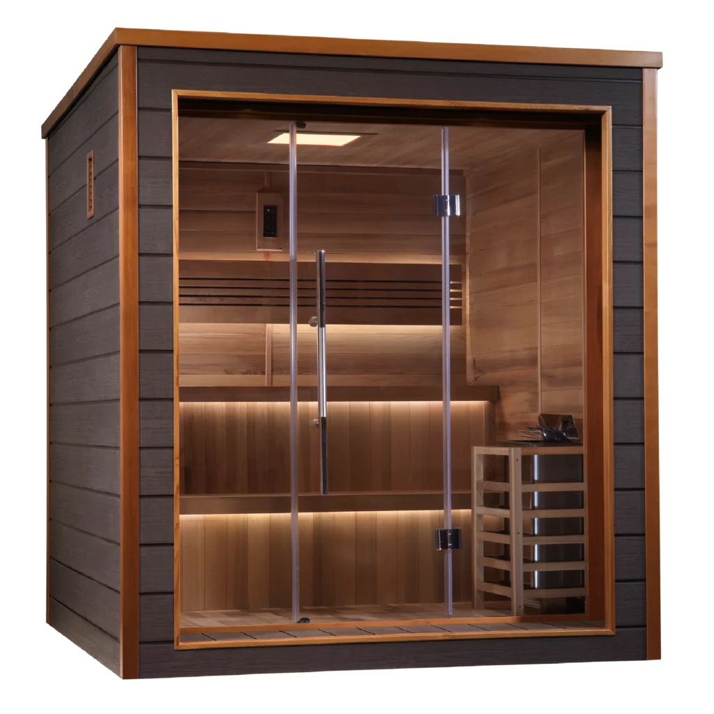 Golden Designs Bergen 6 Person Outdoor-Indoor Traditional Sauna - Canadian Red Cedar Interior GDI-8206-01