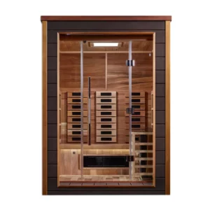 GDI-8222-01_1_3x3_711f1379-54bd-4e87-b418-c24f8d2313ae_600x Golden Designs Nora 2 Person Outdoor-Indoor PureTech™ Hybrid Full Spectrum Sauna - Canadian Red Cedar Interior GDI-8222-01