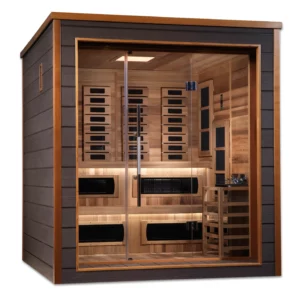Golden Designs Karlstad 6 Person Outdoor-Indoor PureTech™ Hybrid Full Spectrum Sauna - Canadian Red Cedar Interior GDI-8226-01