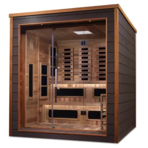 Golden Designs Karlstad 6 Person Outdoor-Indoor PureTech™ Hybrid Full Spectrum Sauna - Canadian Red Cedar Interior GDI-8226-01