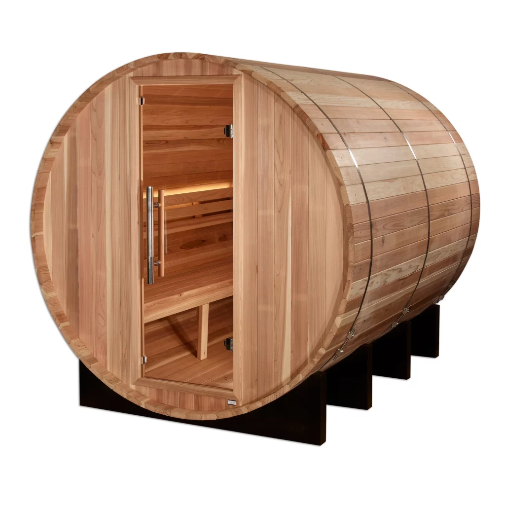 Golden Designs Klosters 6 Person Barrel Traditional Sauna - Pacific Cedar GDI-B006-01