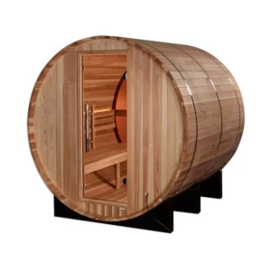 Golden Designs Zurich 4 Person Barrel with Bronze Privacy View - Traditional Sauna - Pacific Cedar GDI-B024-01