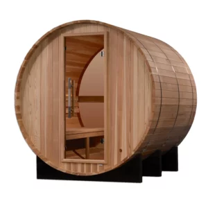 Golden Designs Zurich 4 Person Barrel with Bronze Privacy View - Traditional Sauna - Pacific Cedar GDI-B024-01