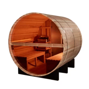 Golden Designs Zurich 4 Person Barrel with Bronze Privacy View - Traditional Sauna - Pacific Cedar GDI-B024-01