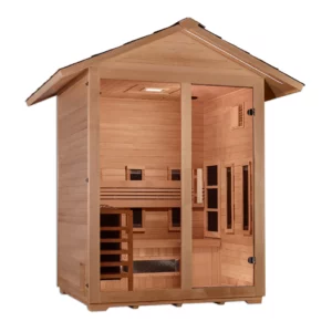 Golden Designs Carinthia  3 Person Hybrid (PureTech™ Full Spectrum IR or Traditional Stove) Outdoor Sauna - Canadian Hemlock  GDI-8123-01