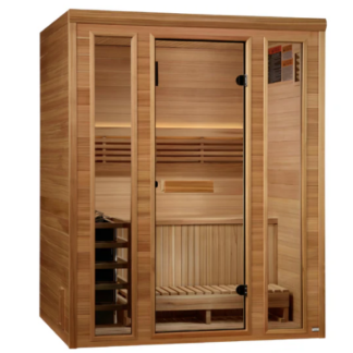 Golden Designs Andermatt 3 Person Traditional Steam Sauna - Pacific Premium Clear Cedar GDI-7030-01