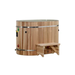 DCT-BO-50-PLPC-34_green_backview_with_step_10310_3x3_e3907a0d-10eb-4410-9b3b-5a33daef538c DCT Oval Barrel Tub (50-P) Pacific Cedar - 3/4 IN-OUT without Motor