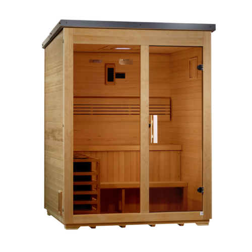 GDI-8003-01_RIGHT-BLACKROOF-DONE Golden Designs "Arlberg" 3 Person Traditional Outdoor Steam Sauna - Flat Roof GDI-8003-01